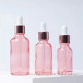 Pink essential oil glass dropper bottles